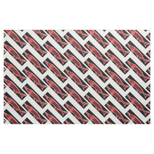 Tecido esturjão vermelho zigzag padrão preto/branco (Fat Quarter)