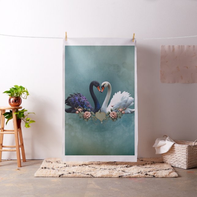 Tecido Eterno Bond, Black and White Swans in Love. (In Situ)