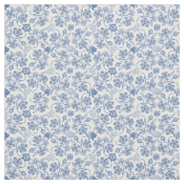 Tecido étnico bonito do impressão floral de azul (Modelo)