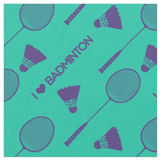 Tecido Eu adoro badminton no minty green (Detalhe)