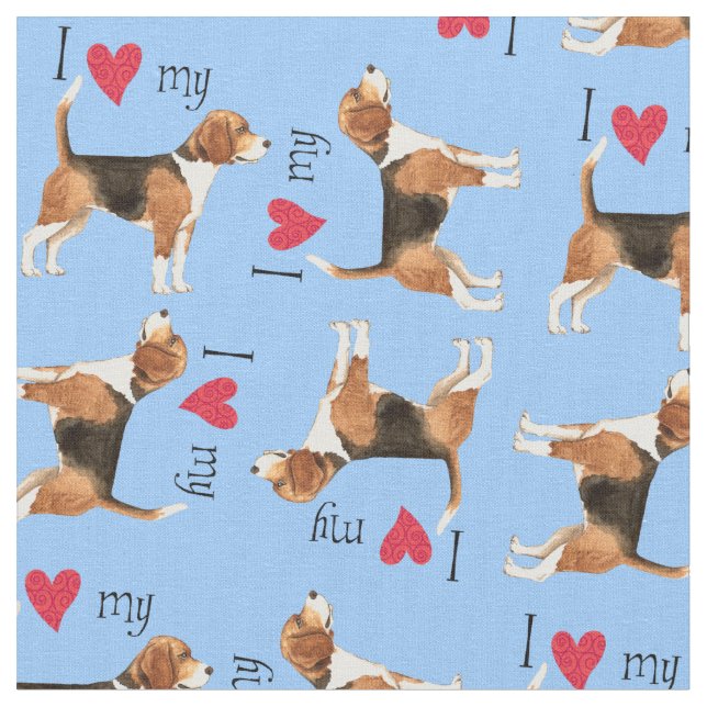 Tecido Eu Amo a minha Beagle (Detalhe)