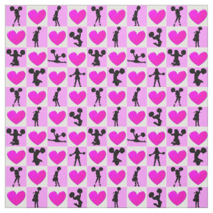 TECIDO EU AMO CHEERLEADING PINK HEART