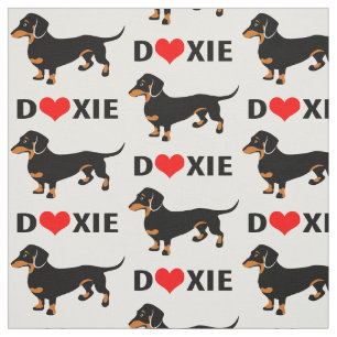 Tecido Eu amo Doxies - teste padrão do Dachshund