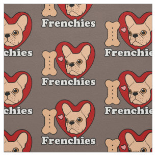 Tecido Eu amo Frenchies projeto para todos os amantes de