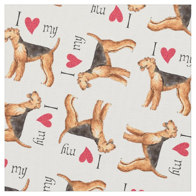 Tecido Eu amo meu Airedale (Detalhe)
