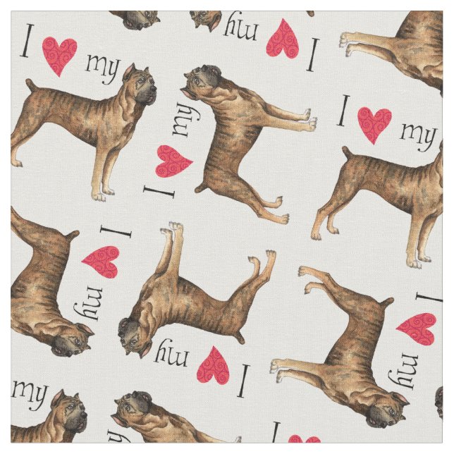 Tecido Eu amo meu bastão Corso (Detalhe)