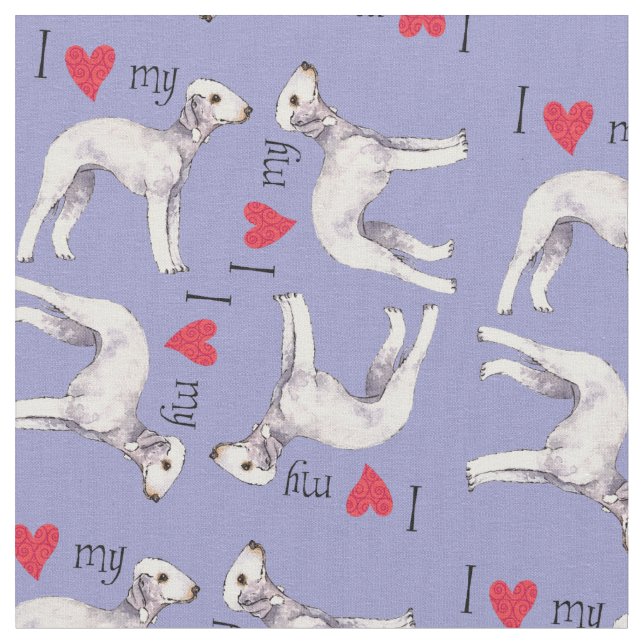 Tecido Eu amo meu Bedlington Terrier (Detalhe)