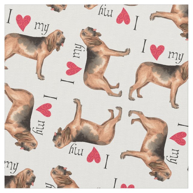 Tecido Eu amo meu Bloodhound (Detalhe)