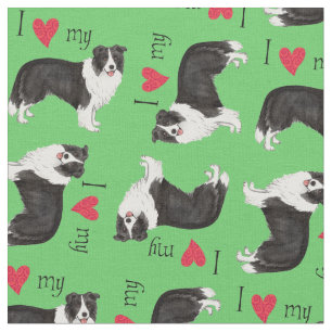Tecido Eu amo meu border collie
