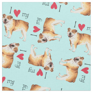 Tecido Eu amo meu buldogue