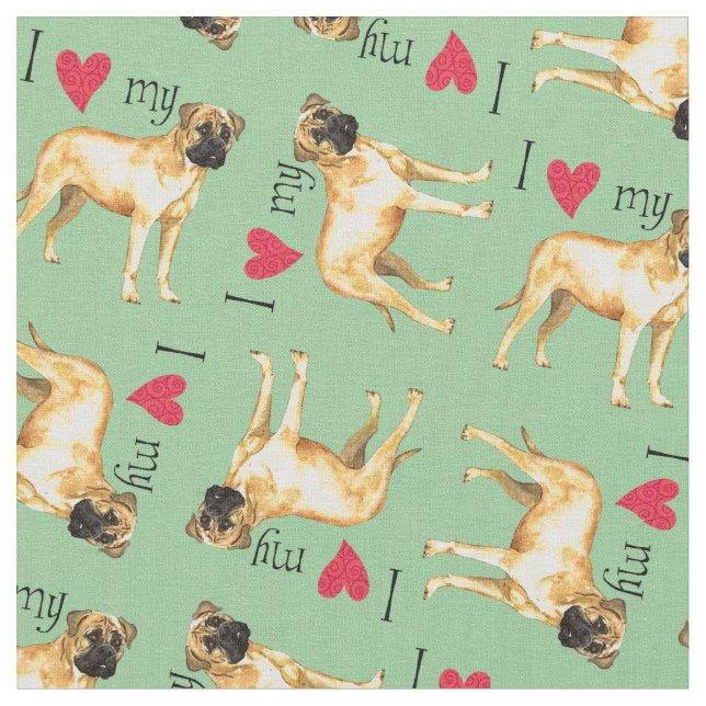 Tecido Eu amo meu Bullmastiff (Detalhe)
