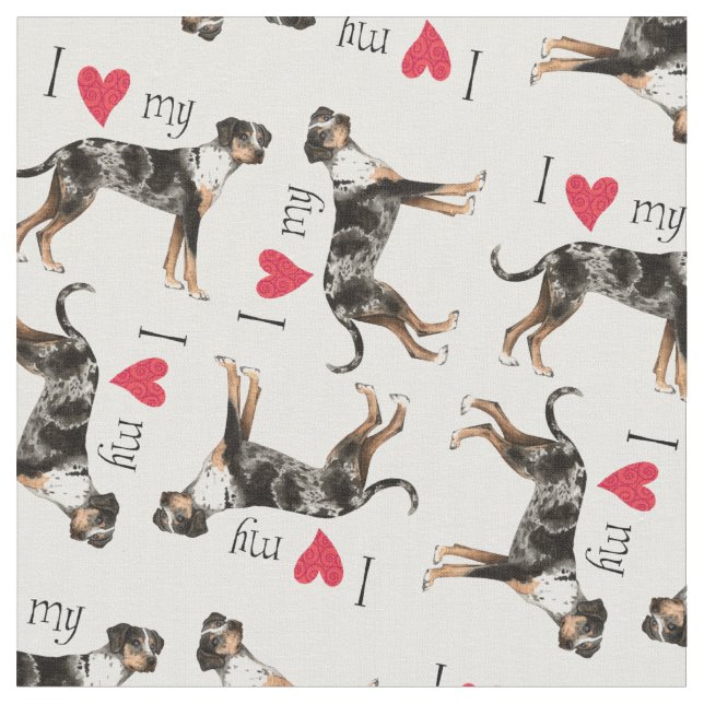 Tecido Eu amo meu cão do leopardo de Catahoula (Detalhe)