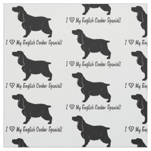 Tecido Eu amo meu cocker spaniel inglês com impressão d