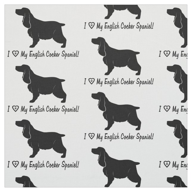 Tecido Eu amo meu cocker spaniel inglês com impressão da (Modelo)