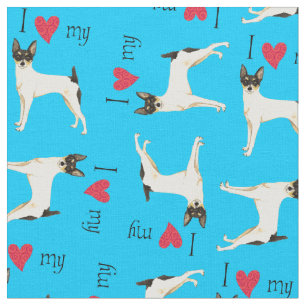 Tecido Eu amo meu Fox Terrier do brinquedo