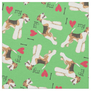 Tecido Eu amo meu Fox Terrier do fio