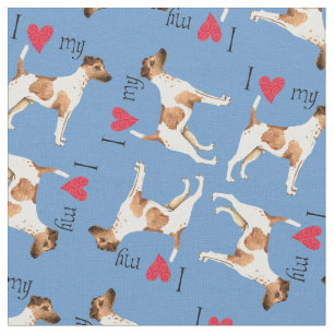 Tecido Eu amo meu Fox Terrier liso
