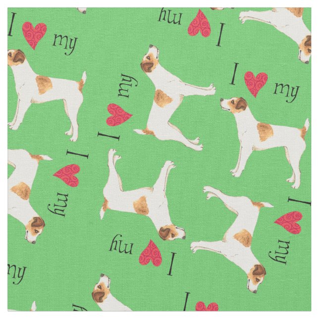 Tecido Eu amo meu Jack Russell Terrier (Detalhe)