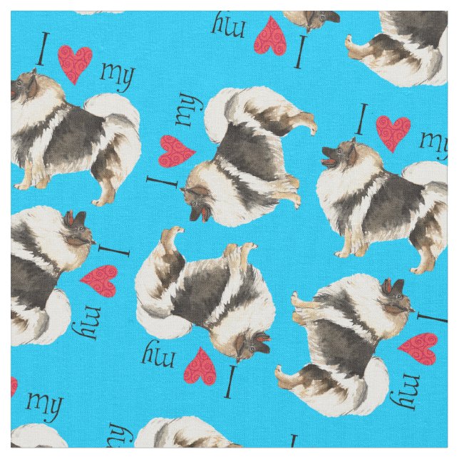 Tecido Eu amo meu Keeshond (Detalhe)