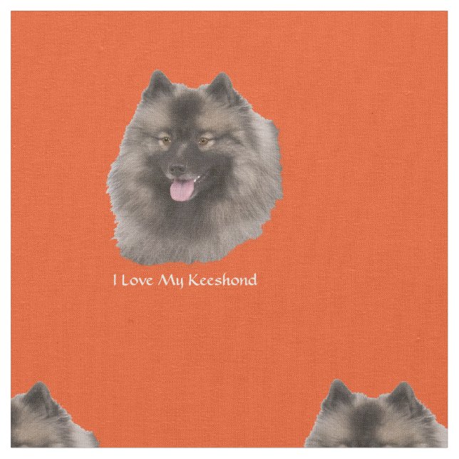 Tecido Eu amo meu Keeshond (Detalhe)