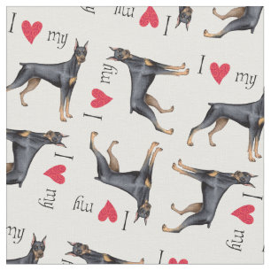 Tecido Eu amo meu Pinscher do Doberman