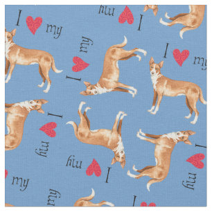 Tecido Eu amo meu Podengo português