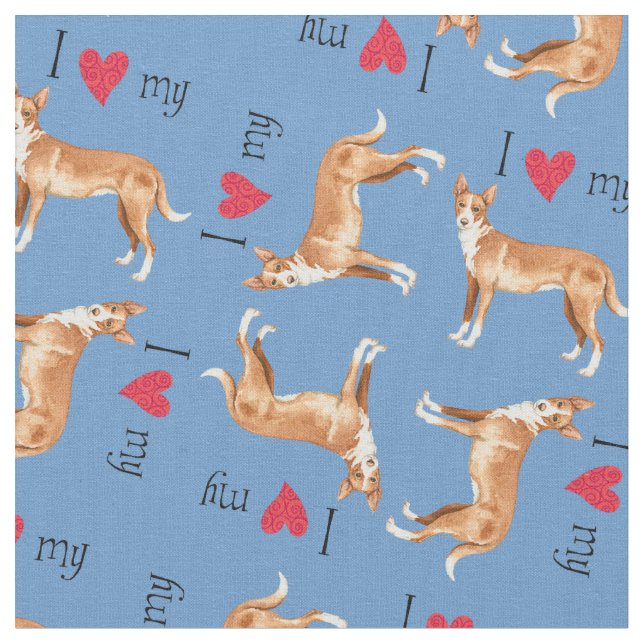 Tecido Eu Amo meu Podengo Português (Detalhe)