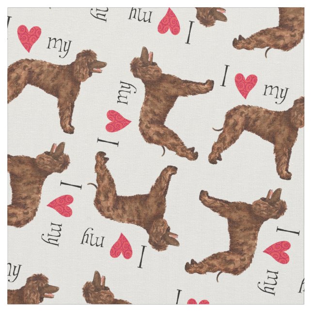 Tecido Eu amo meu Spaniel de água irlandesa (Detalhe)