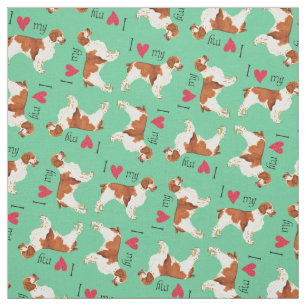 Tecido Eu amo meu Spaniel de galês Springer