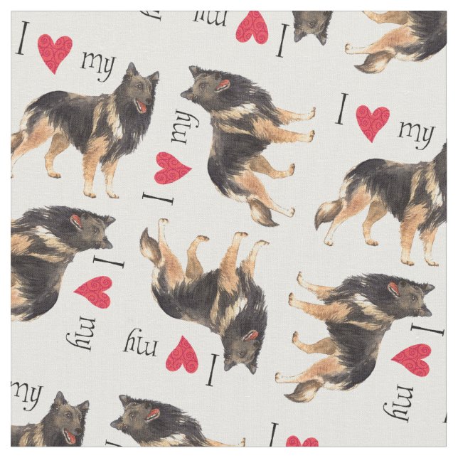 Tecido Eu amo meu Tervuren belga (Detalhe)