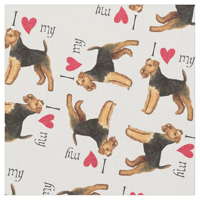 Tecido Eu amo meu Welsh Terrier (Detalhe)