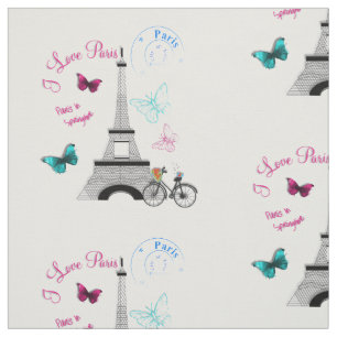 Tecido Eu Amo Paris Em Springtime