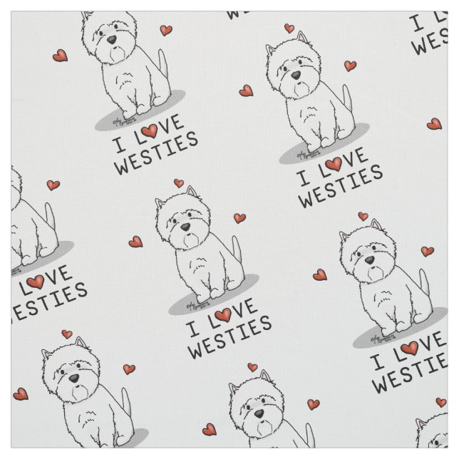 Tecido Eu Amo Westies - Terrizes Brancos do West Highland (Modelo)