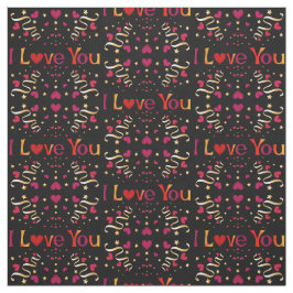 Tecido EU TE AMO Dourado Coração Vermelho, Fita , Namorad