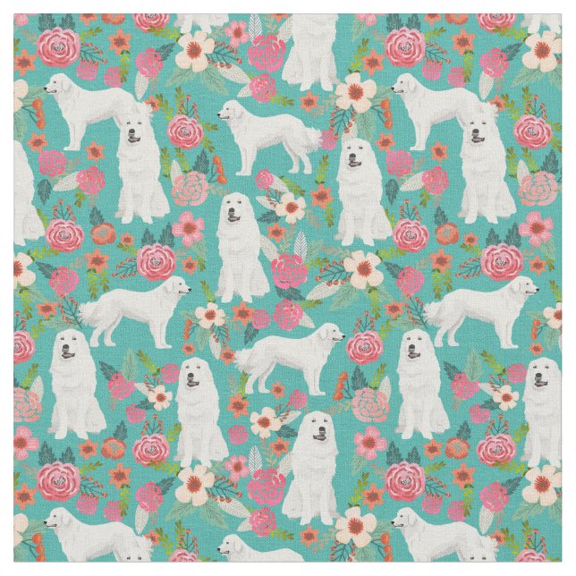 Tecido Excelente Pirenéus vintage florals turquoise (Detalhe)