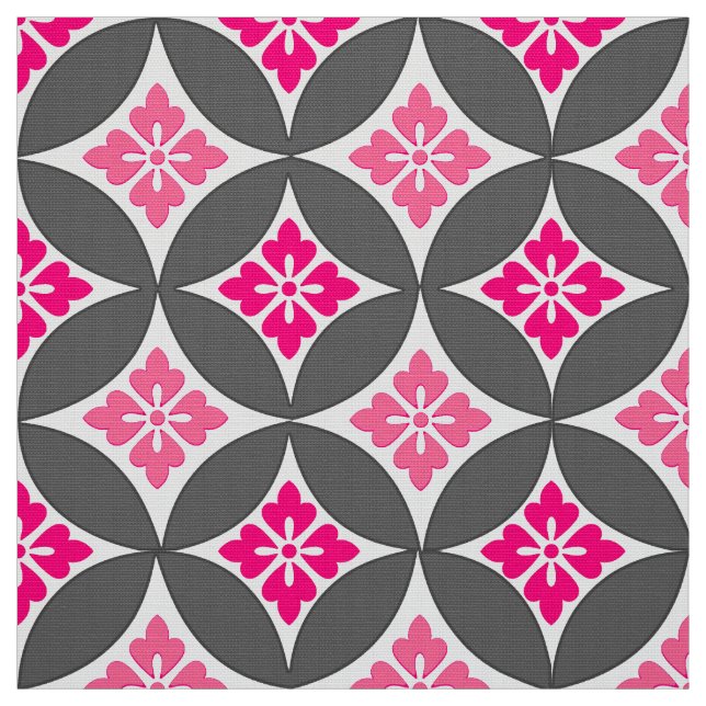 Tecido Expedição com Motif Flor, Cinzas Rosa e Prata (Modelo)