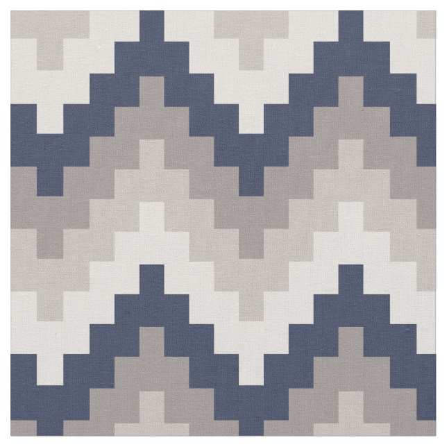 Tecido Fabric Chevron Geométrico Pattern Azul y Gray (Detalhe)