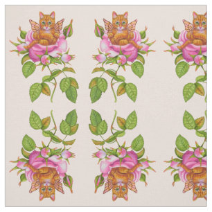 Tecido Fada Kitten Descendendo em Rosa
