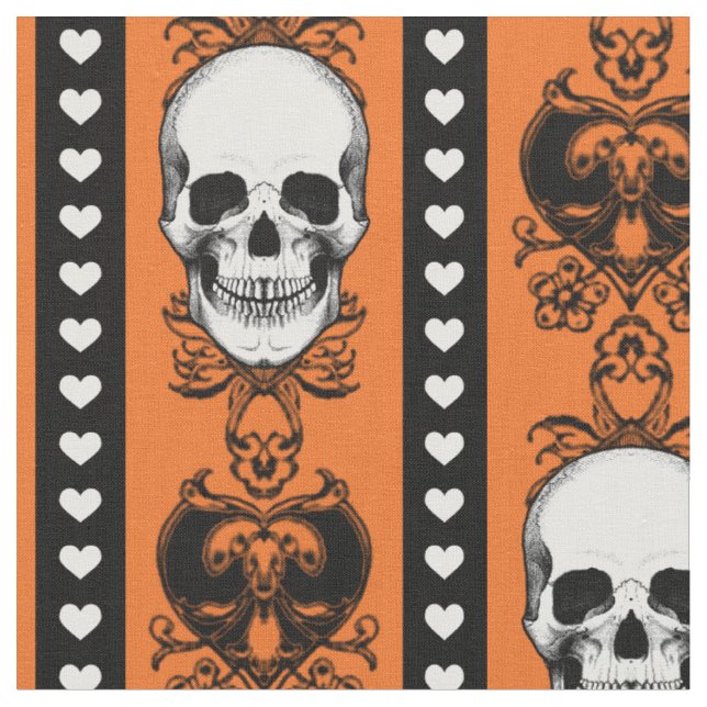 Tecido Faixa de padrão de crânio barroco de Halloween lar (Detalhe)