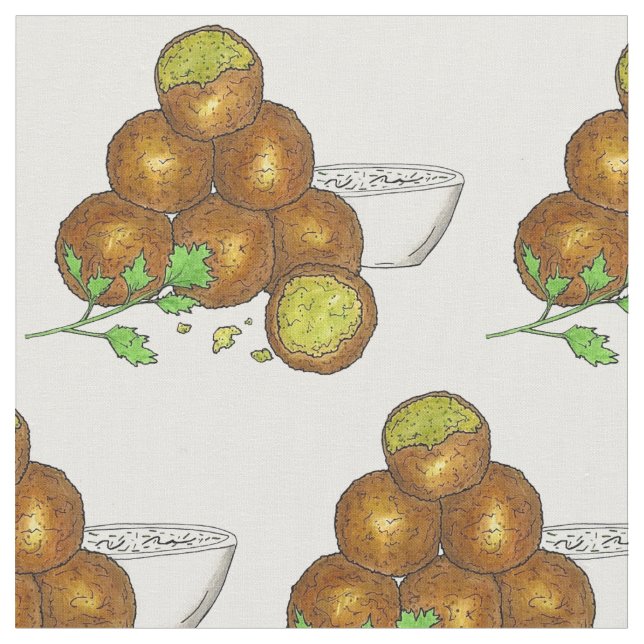 Tecido Falafel Balls Galinhas do Oriente Médio Egípcio (Detalhe)