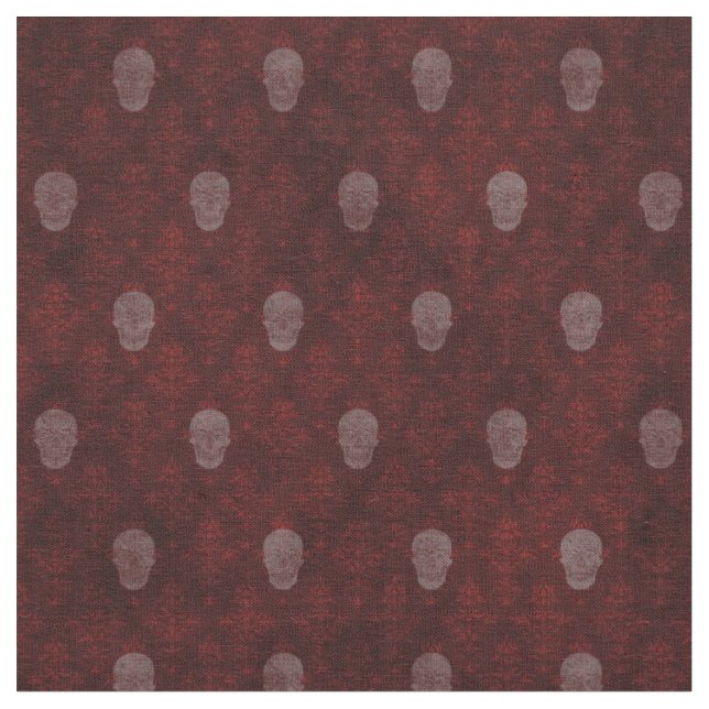 Tecido Falln Victorian Skulls Red (Detalhe)