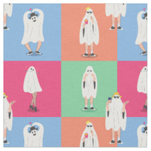 Tecido fantasma de halloween colorblock fantasmas engraça