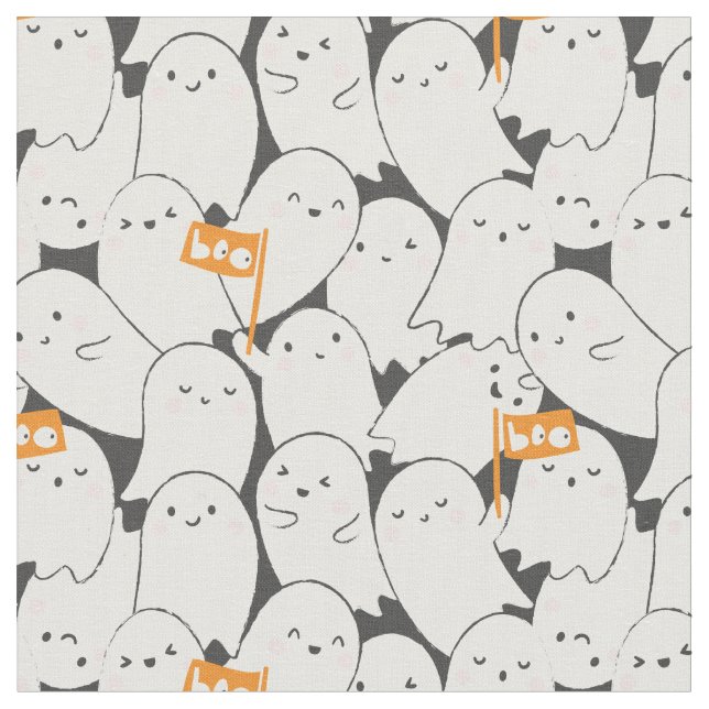 Tecido Fantasmas bonitos do Halloween com pequenas bandei (Detalhe)
