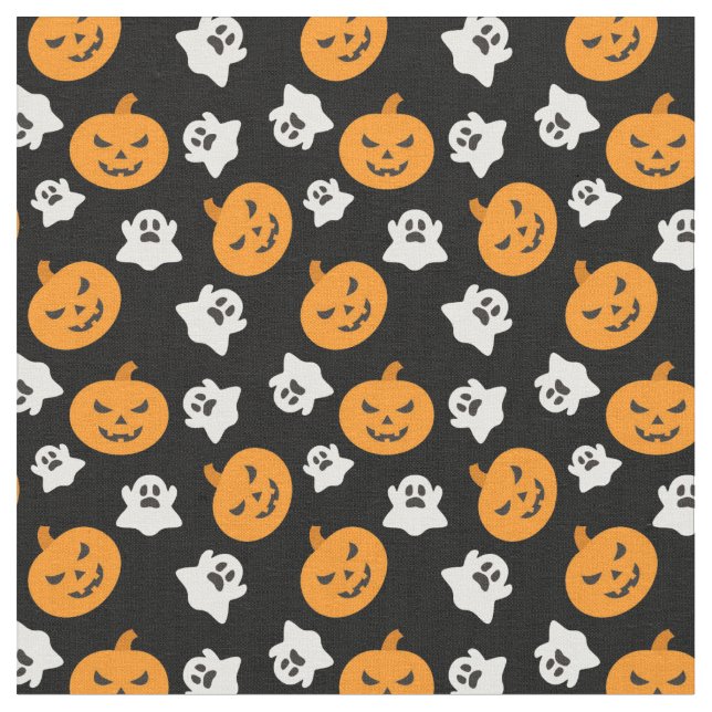 Tecido Fantasmas do Dia das Bruxas e Jack O Lantern (Detalhe)