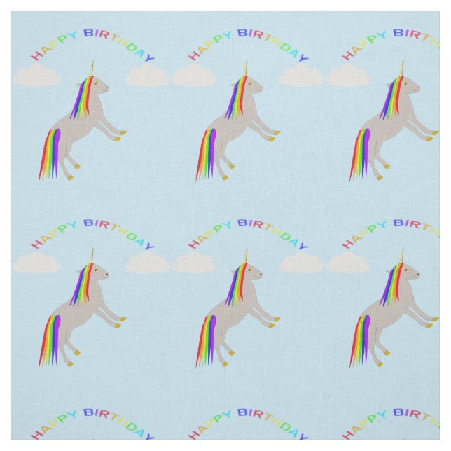 Tecido Fantasy Birthday Unicorn Rainbow and Clouds (Modelo)