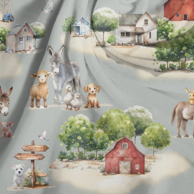 Tecido Farm Land Blue Seamless Pattern (Criador carregado)