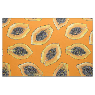 Tecido Fatias de Papaya em laranja