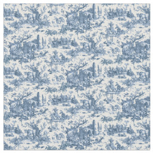 Tecido Fazenda russa da Vintage - Azul e branco francês