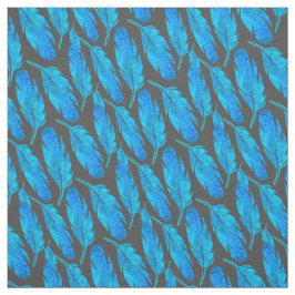 Tecido Febre azul com penas azuis e cinzas