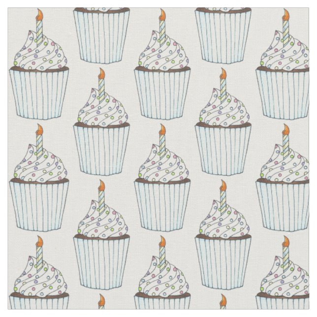 Tecido Feliz aniversário, Cupcake de Bolo Sprinkles Celeb (Detalhe)